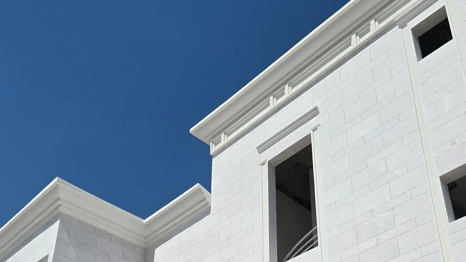 Modern White Omani Stone Villa Facade — Al Wakrah
