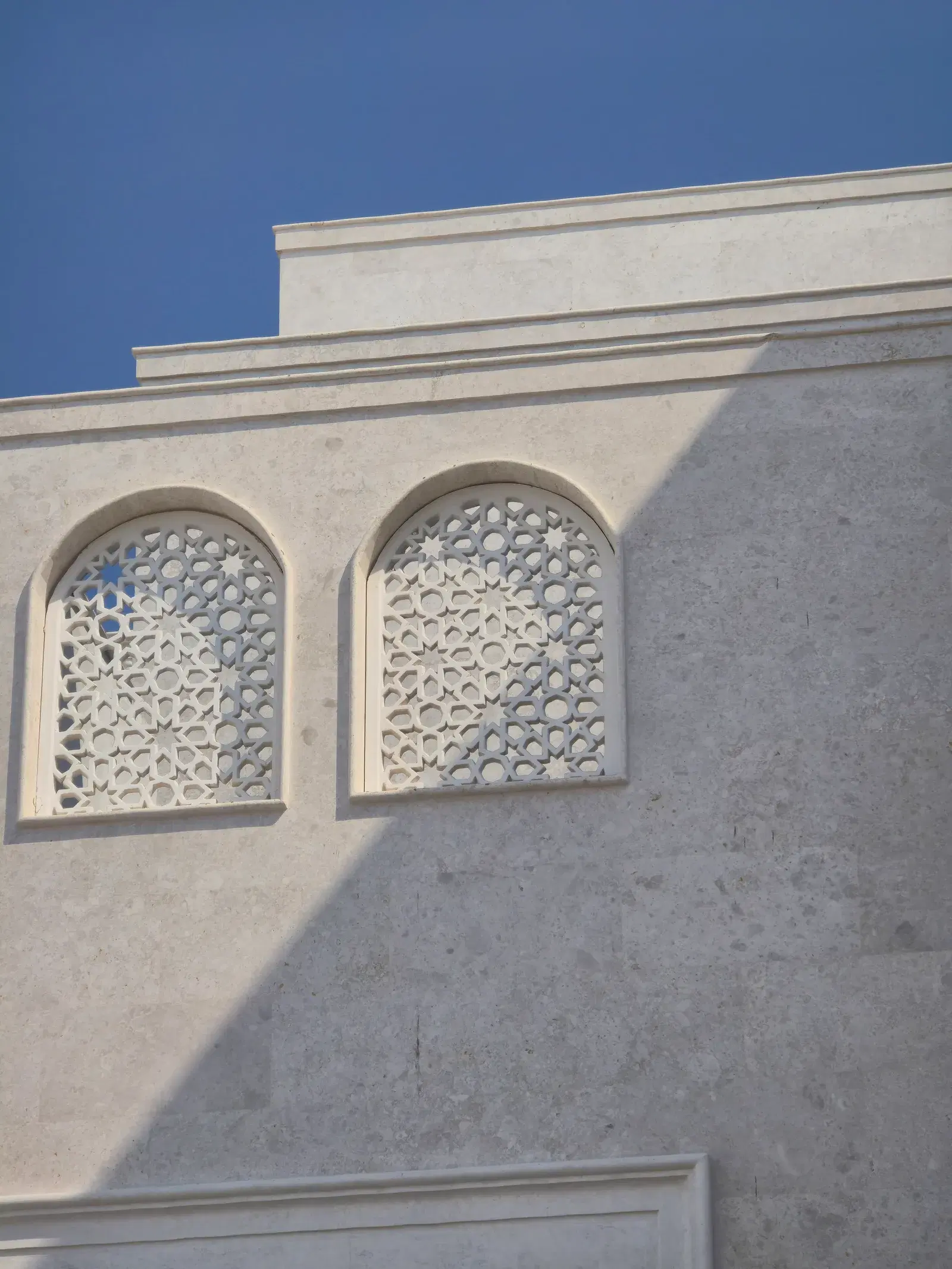 White Omani Stone Villa Facade — Al Wakrah